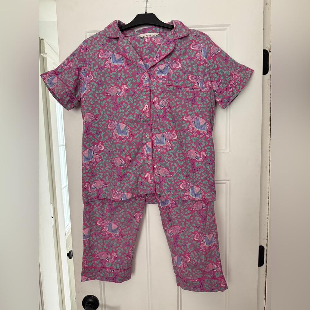 PRINTFRESH 3 piece Elephant Flamingo Pajama set, XS/S